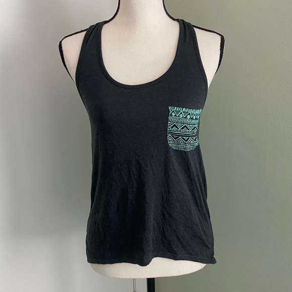 ❤️3x$20 Empyre Celia Black & Mint Tribal Tank Top - Picture 2 of 10